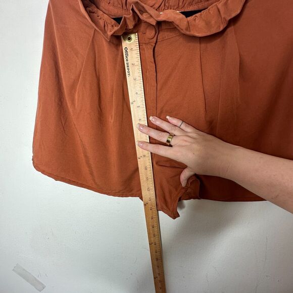 Revolve Lovers + Friends Rust Paperbag Tati High-Waist Pleated Button Shorts L - Picture 11 of 11